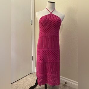 Old Navy Fuchsia Crochet Halter Dress